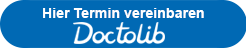 Klickbarer Button mit Logo des Online-Terminanbieters Doctolib und der Aufschrift "Hier Termin vereinbaren".