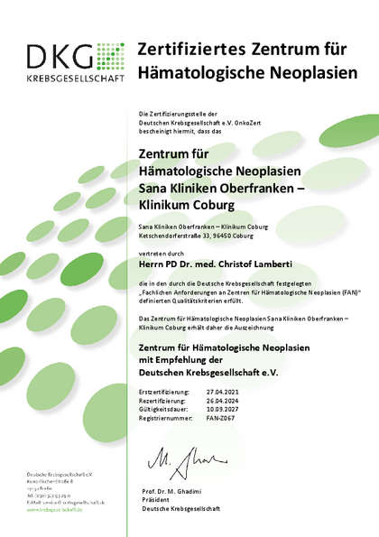 Zertifikat Hämatologische Neoplasien