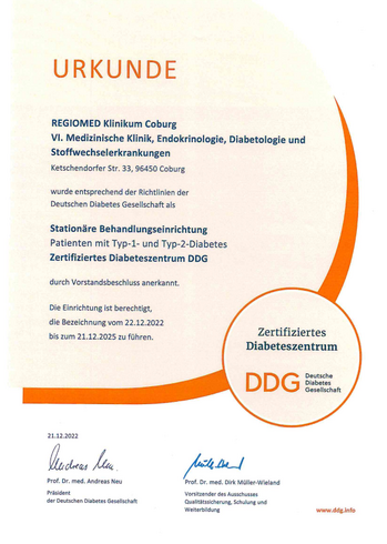 Zertifiziertes Diabeteszentrum DDG