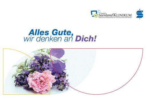 Grafik der Grußkarte "wir denken an dich", Blumenstrauß