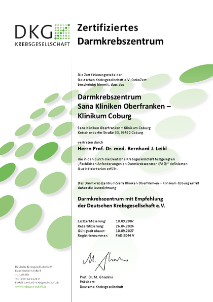 Zertifikat Darmkrebszentrum