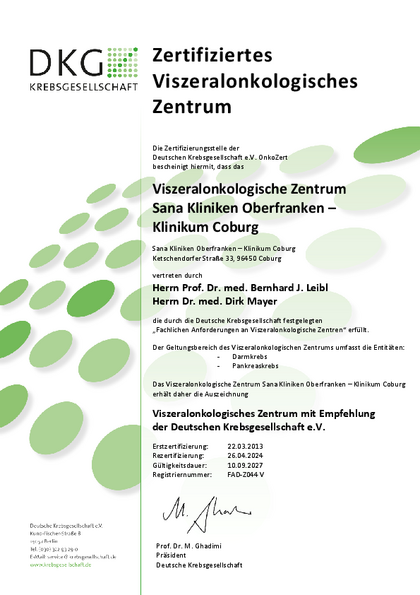 Zertifikat Viszeralonkologisches Zentrum